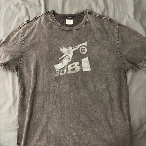 ksubi acid wash brown angel horn logo tee